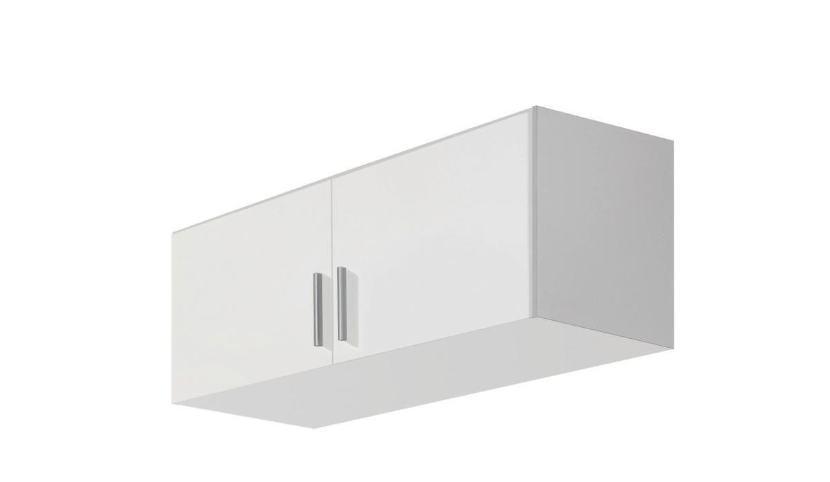 AUFSATZSCHRANK 91/39/54 cm Weiß, Weiß Hochglanz - Weiß Hochglanz/Alufarben, Design, Holzwerkstoff/Kunststoff (91/39/54cm) - Carryhome
