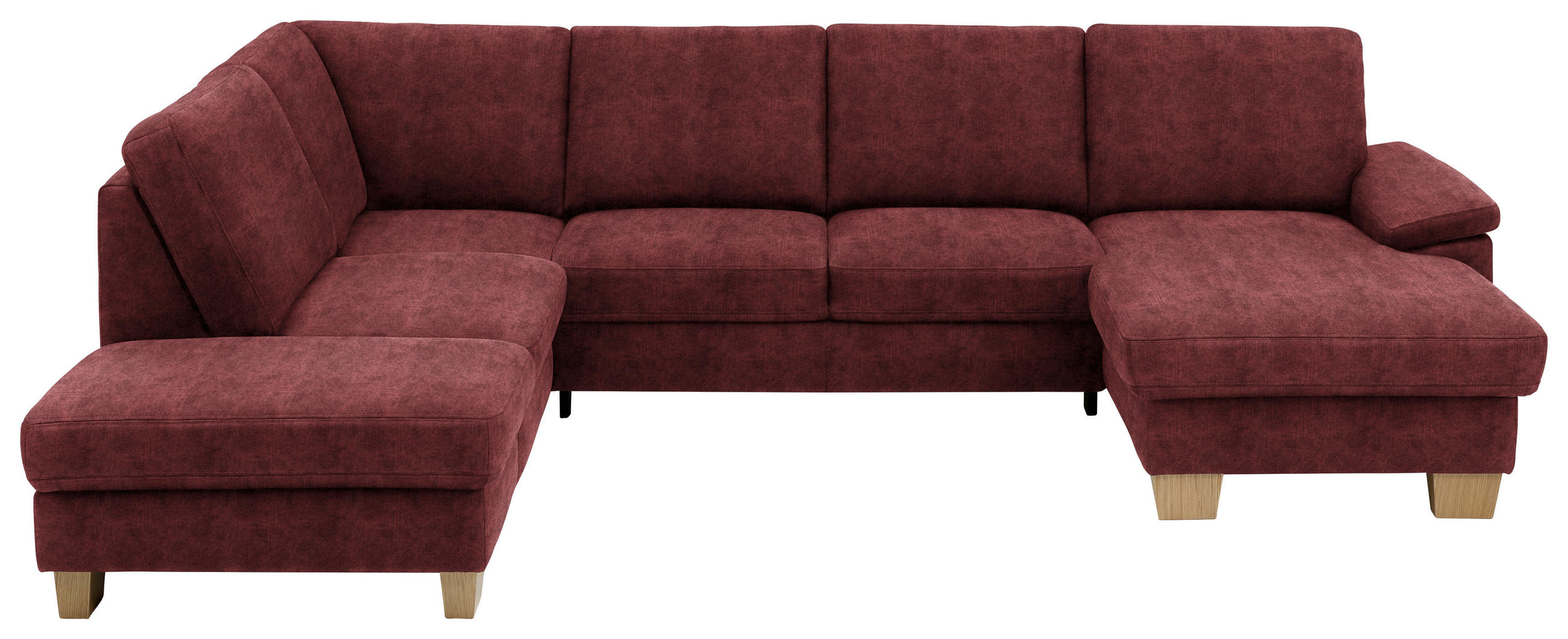 WOHNLANDSCHAFT in Velours Weinrot  - Eichefarben/Weinrot, Konventionell, Holz/Textil (235/316/167cm) - Beldomo System
