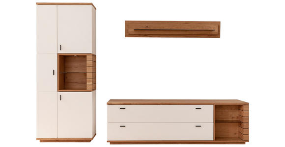 WOHNWAND  in Weiß, Wildeiche  305/202/50 cm  - Wildeiche/Anthrazit, Design, Glas/Holz (305/202/50cm) - Novel