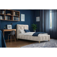 POLSTERBETT gepolstertes Kopfteil, Lattenrost, Bettkasten 90/200 cm  in Creme  - Creme, MODERN, Holz/Textil (90/200cm) - MID.YOU