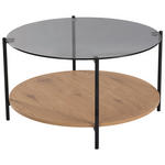 COUCHTISCH in Metall, Glas, Holzwerkstoff 80/80/45 cm  - Eichefarben/Schwarz, Design, Glas/Holzwerkstoff (80/80/45cm) - Carryhome