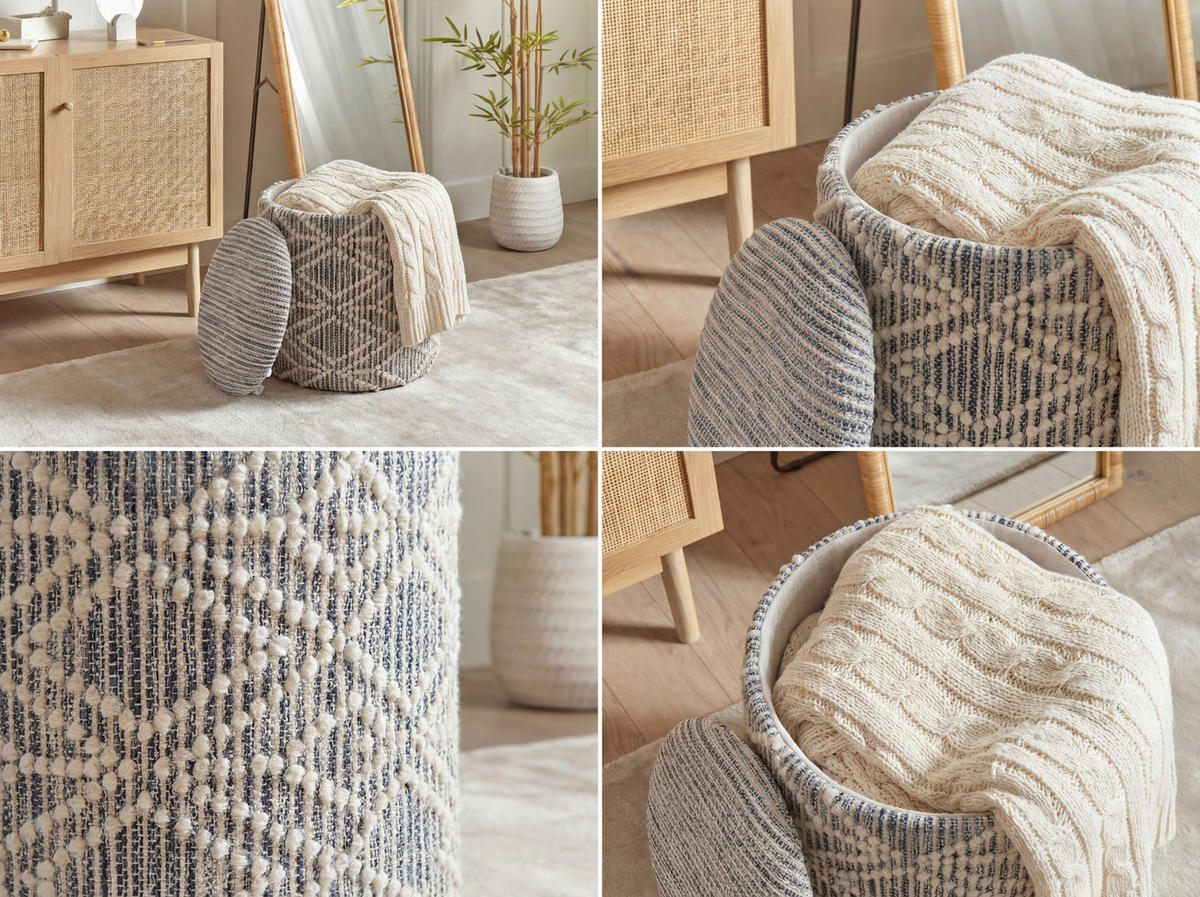 HOCKER Textil Grau  - Grau, Design, Textil (40/45/40cm) - Livetastic