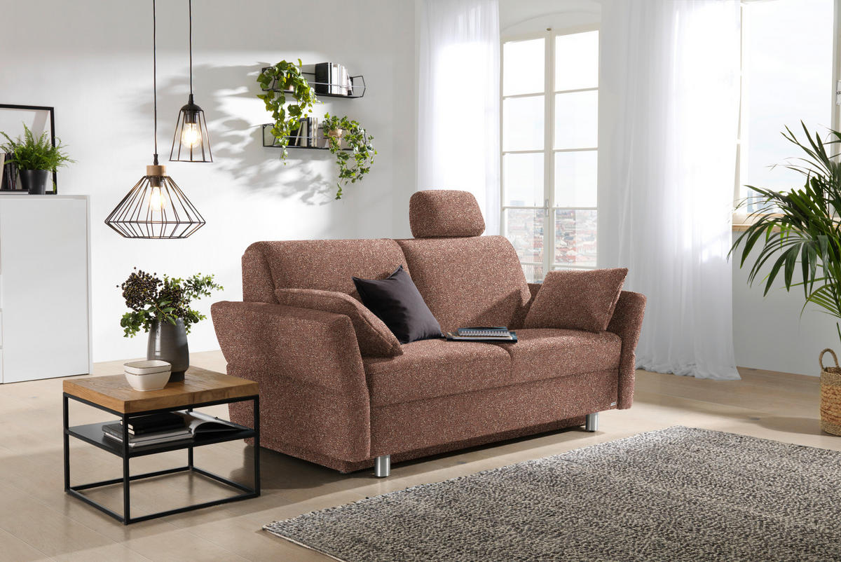 SCHLAFSOFA  in Mikrovelours Terracotta  - Terracotta/Alufarben, KONVENTIONELL, Kunststoff/Textil (176/88/91cm) - Sedda