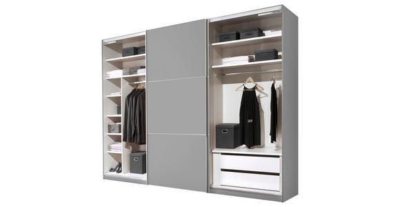 SCHWEBETÜRENSCHRANK  in Grau  - Alufarben/Grau, Holzwerkstoff/Metall (249/222/68cm) - Moderano