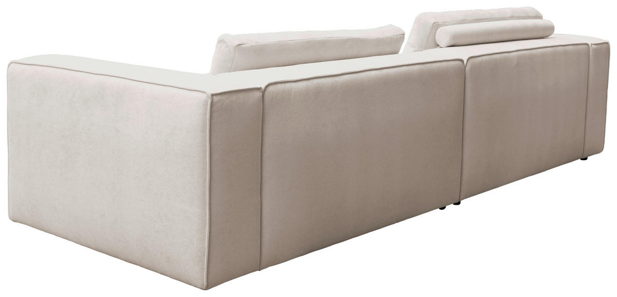 ECKSOFA Beige Chenille Rücken echt  - Beige/Schwarz, MODERN, Kunststoff/Textil (185/296cm) - Hom`in