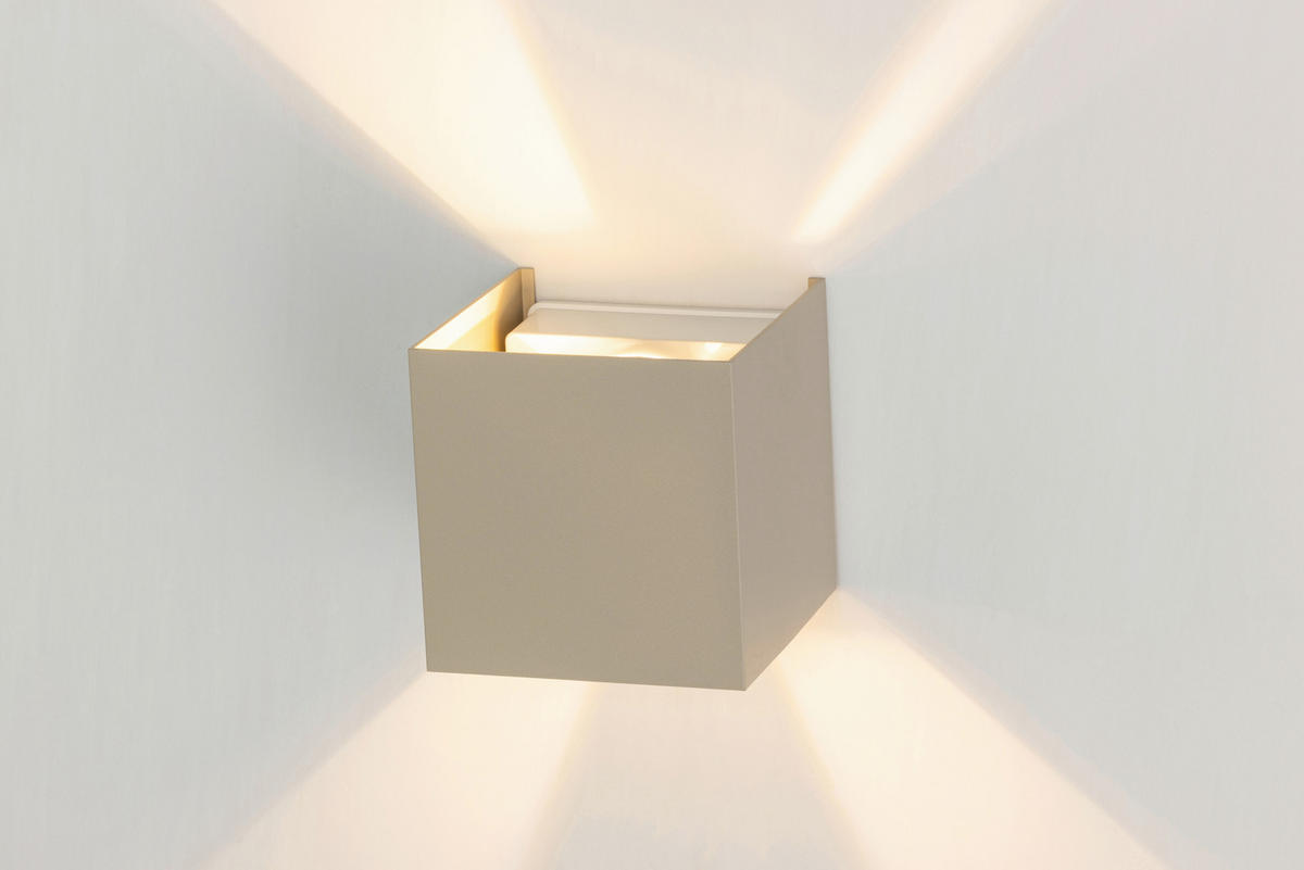LED-WANDLEUCHTE 10/10/10 cm   - Sandfarben, Basics, Kunststoff/Metall (10/10/10cm) - Novel