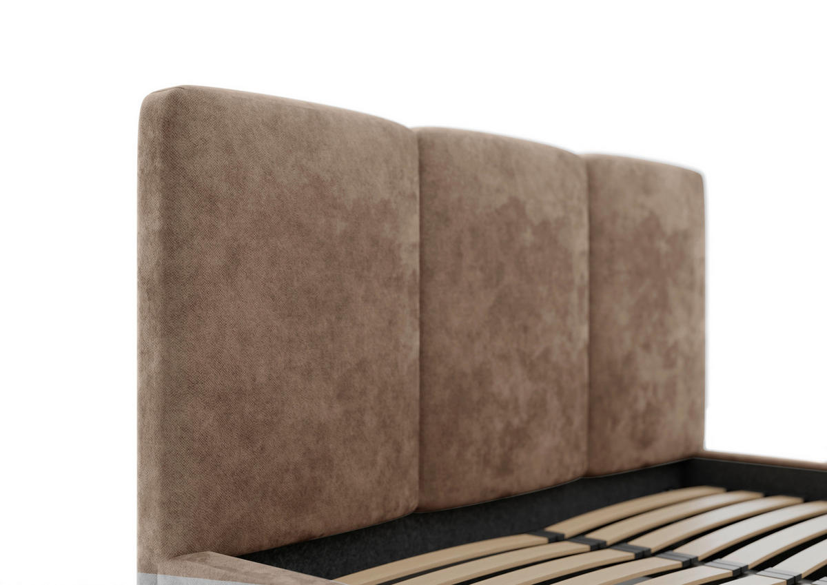 POLSTERBETT Lattenrost, Bettkasten 140/200 cm  in Schlammfarben  - Schlammfarben/Schwarz, Design, Holz/Textil (140/200cm) - Boxxx
