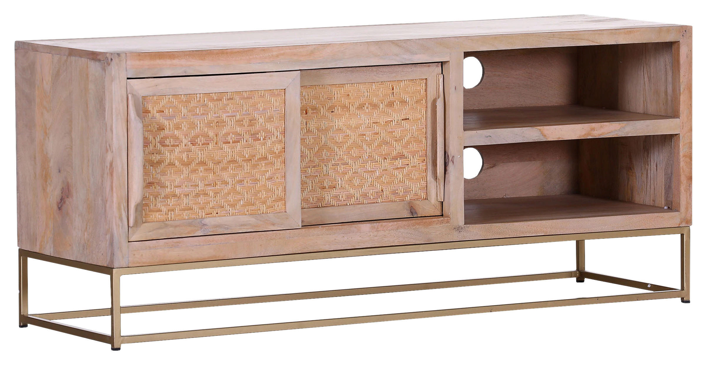 LOWBOARD  130/55/42 cm  Typenauswahl, Beimöbel erhältlich  - Goldfarben/Naturfarben, Natur, Holz/Metall (130/55/42cm)