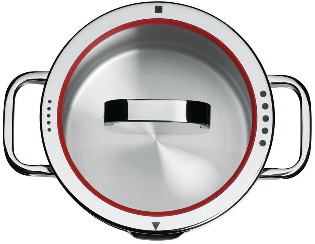BRATENTOPF Function 4 1,4 L  - Edelstahlfarben/Rot, Basics, Kunststoff/Metall (16cm) - WMF