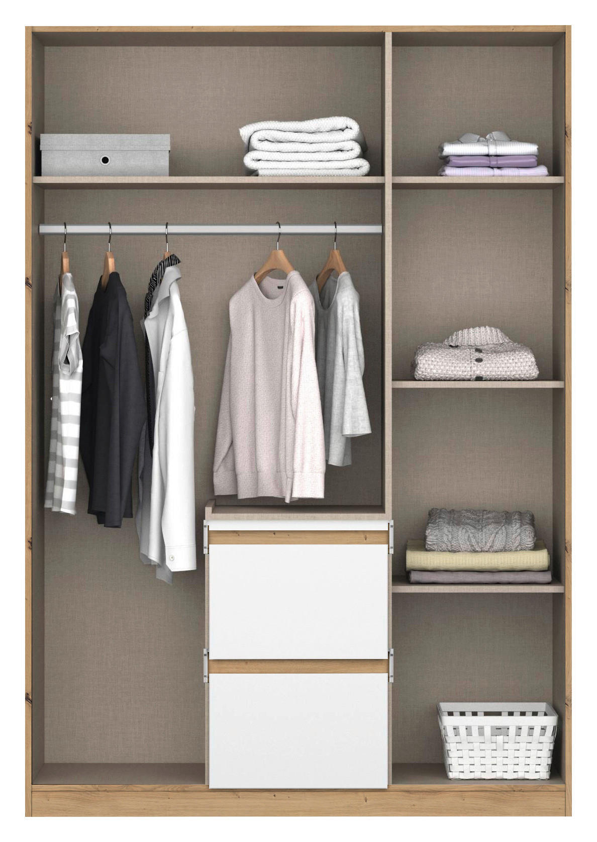 DREHTÜRENSCHRANK in Weiss, Eiche Artisan  - Weiss/Eiche Artisan, Basics, Holzwerkstoff (136/197/54cm) - Rauch Möbel