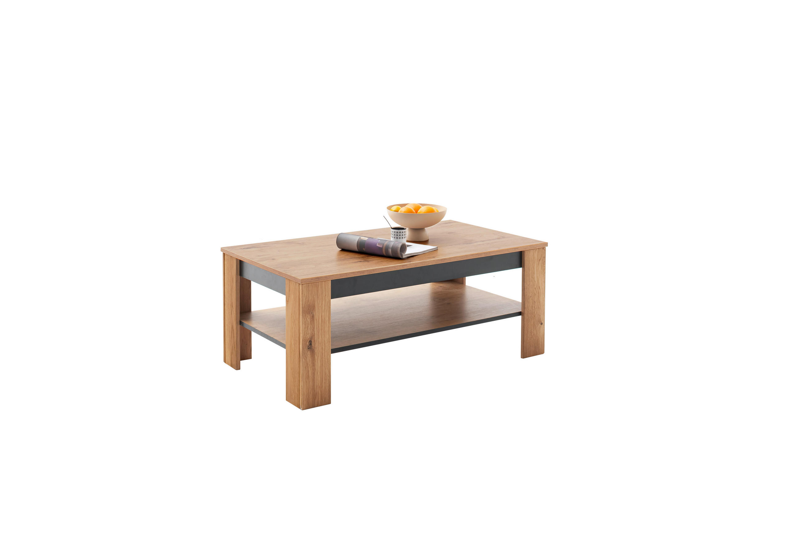 COUCHTISCH 115/65/46 cm rechteckig Schwarz, Wildeiche  - Wildeiche/Schwarz, Design, Holzwerkstoff (115/65/46cm) - MID.YOU