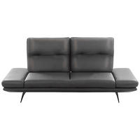 2,5-SITZER Echtleder Dunkelgrau  - Dunkelgrau/Schwarz, Design, Leder/Metall (218/95/107cm) - Celina Home