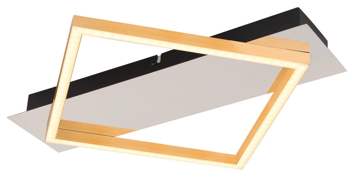LED-DECKENLEUCHTE 12 W    39,5/35/5 cm  - Goldfarben/Opal, Design, Kunststoff/Metall (39,5/35/5cm) - Globo