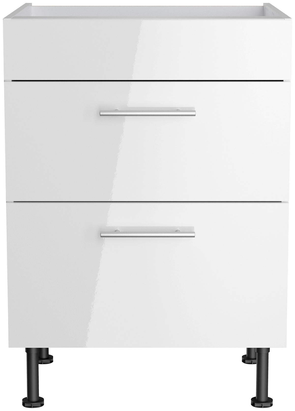 KÜCHENBLOCK 270 cm   in Weiß, Weiß Hochglanz  - Edelstahlfarben/Weiß Hochglanz, Basics, Holzwerkstoff/Metall (270cm) - Optifit