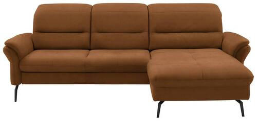 ECKSOFA in Flachgewebe Cognac  - Cognac/Schwarz, KONVENTIONELL, Textil/Metall (260/181cm) - Beldomo Speed