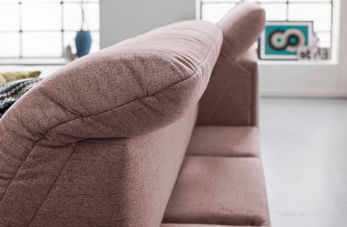ECKSOFA Rosa Flachgewebe  - Chromfarben/Rosa, Design, Textil/Metall (198/276cm) - SetOne by Musterring