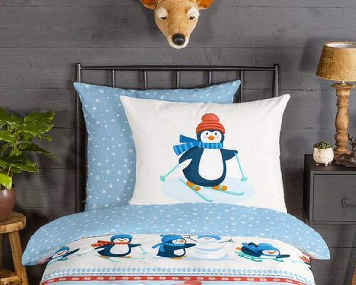KINDERBETTWÄSCHE Penguins Biber 135/200 cm  - Multicolor, Design, Textil (135/200cm)