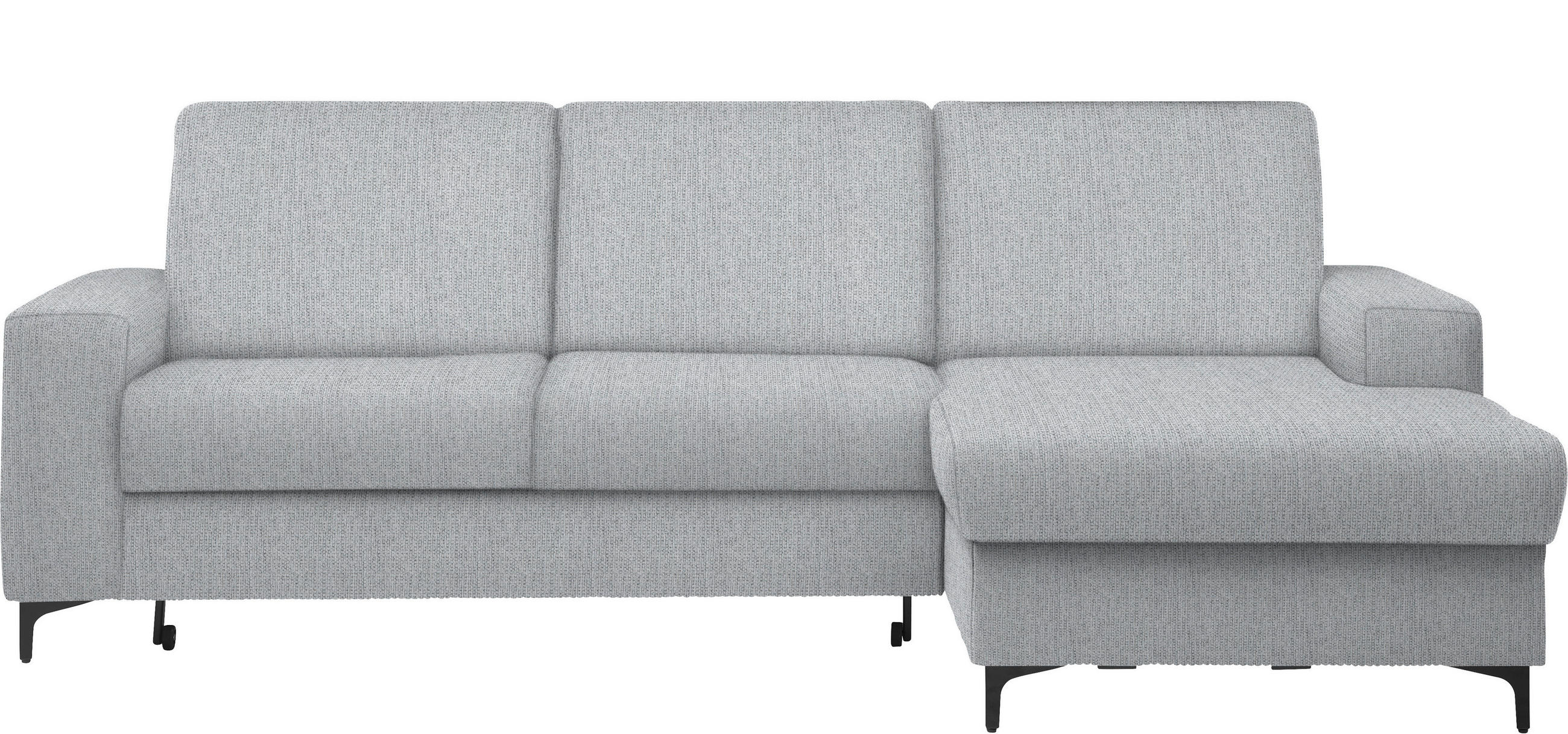 ECKSOFA in Webstoff Silberfarben  - Silberfarben/Schwarz, Konventionell, Textil/Metall (247/167cm) - Stylife