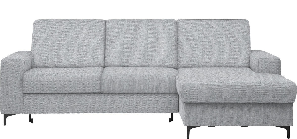 ECKSOFA in Webstoff Silberfarben  - Silberfarben/Schwarz, Konventionell, Textil/Metall (247/167cm) - Stylife
