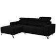 ECKSOFA Schwarz Chenille  - Schwarz, KONVENTIONELL, Textil/Metall (178/264cm) - Hom`in