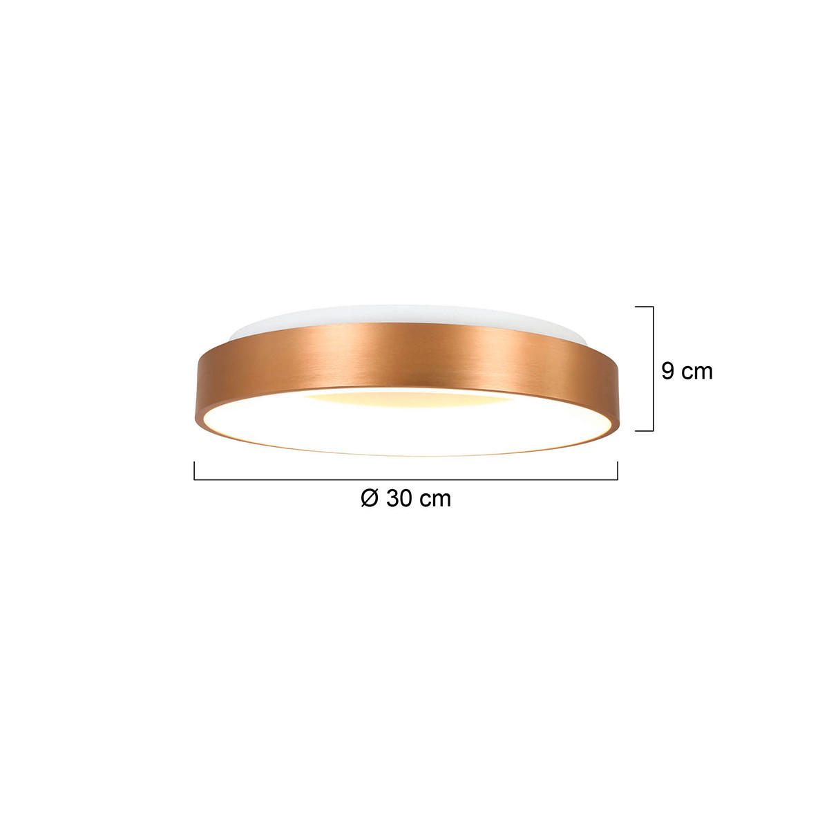 LED-DECKENLEUCHTE Ringlede 30/9 cm   - Goldfarben, Basics, Kunststoff/Metall (30/9cm)