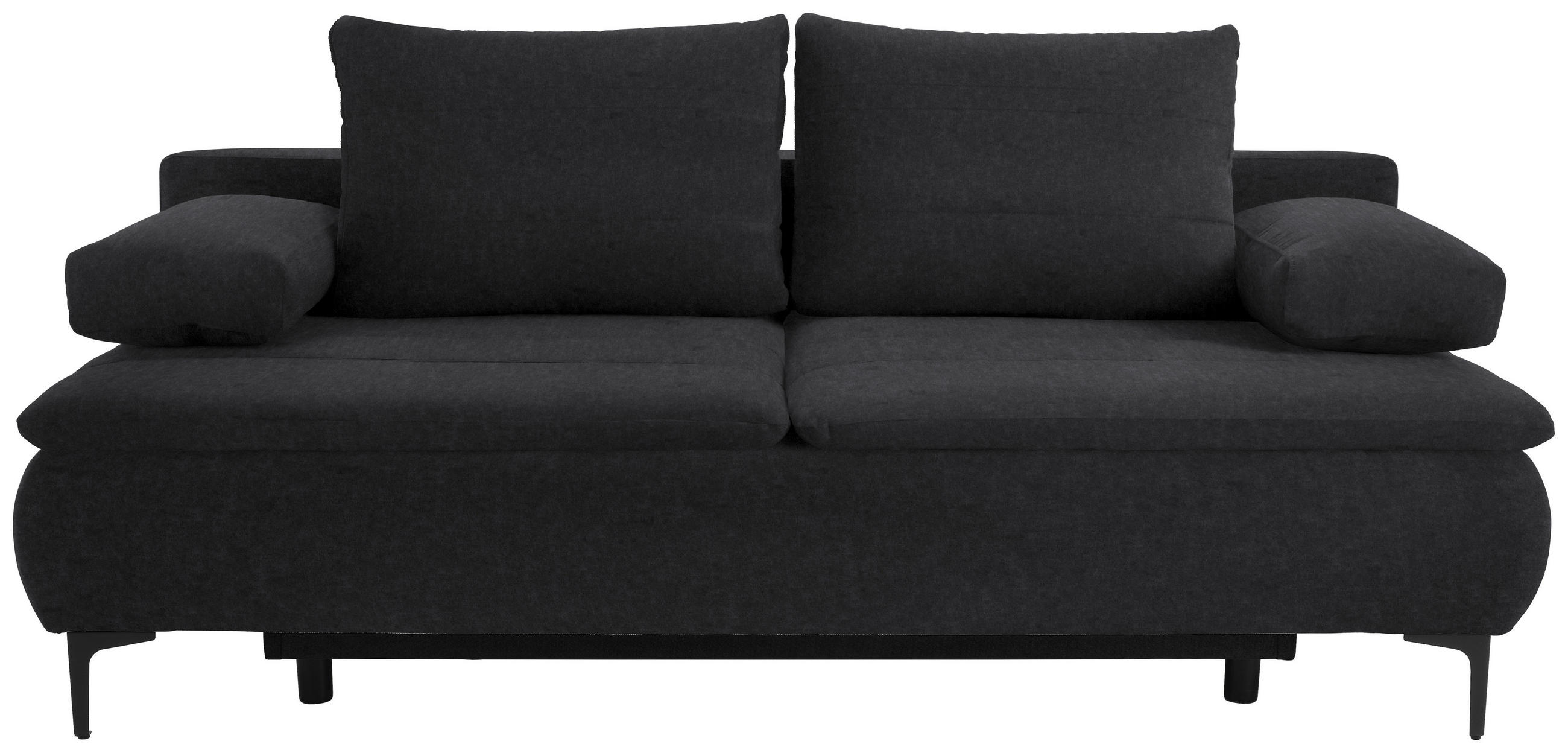 BOXSPRINGSOFA in Flachgewebe Anthrazit  - Anthrazit, Konventionell, Textil/Metall (204/93/100cm) - Novel