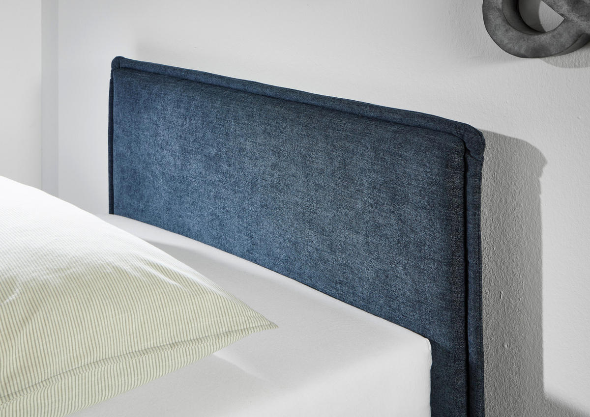 POLSTERBETT 140/200 cm  in Dunkelblau  - Eichefarben/Dunkelblau, KONVENTIONELL, Holz/Textil (140/200cm) - Stylife