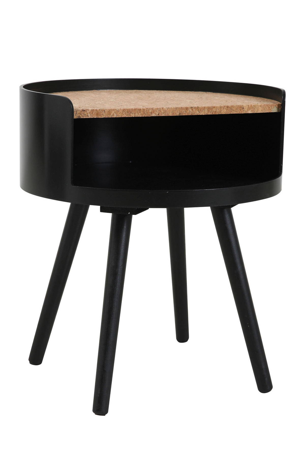 BEISTELLTISCH 40/40/46 cm Pinie, Kork massiv Naturfarben, Schwarz rund  - Schwarz/Naturfarben, Design, Holz/Holzwerkstoff (40/40/46cm) - Livetastic