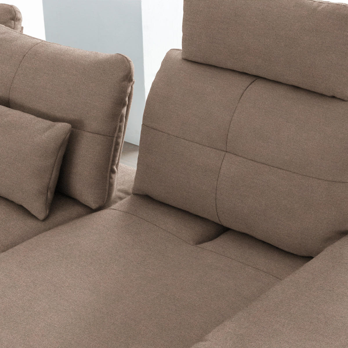 ECKSOFA in Flachgewebe Graubraun  271/344 cm  - Graubraun/Schwarz, Design, Textil/Metall (271/344cm) - Chilliano