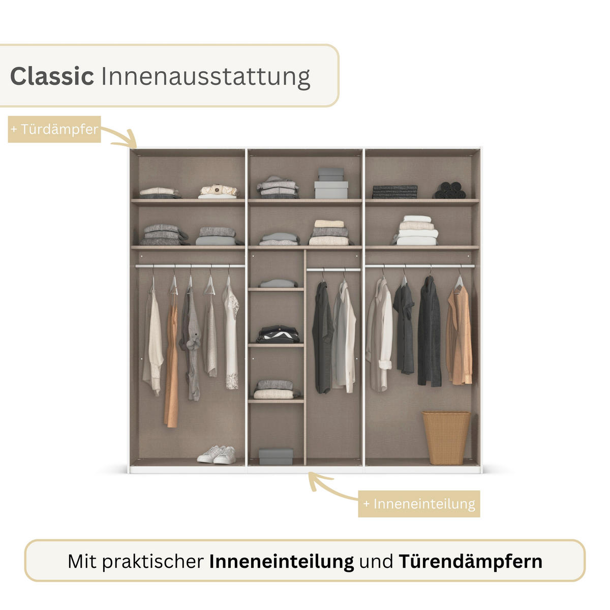 SCHWEBETÜRENSCHRANK 242/223/69 cm,  in Fango, 3 Tür(en)  - Fango, Basics, Holzwerkstoff/Metall (242/223/69cm) - Rauch Möbel
