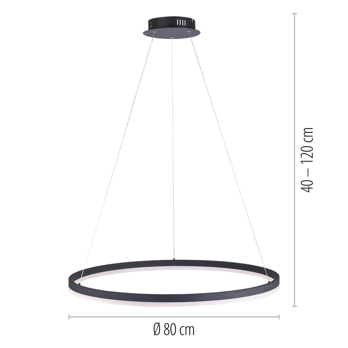 LED-HÄNGELEUCHTE Titus 80/80/120 cm   - Anthrazit, Design, Kunststoff/Metall (80/80/120cm) - Paul Neuhaus