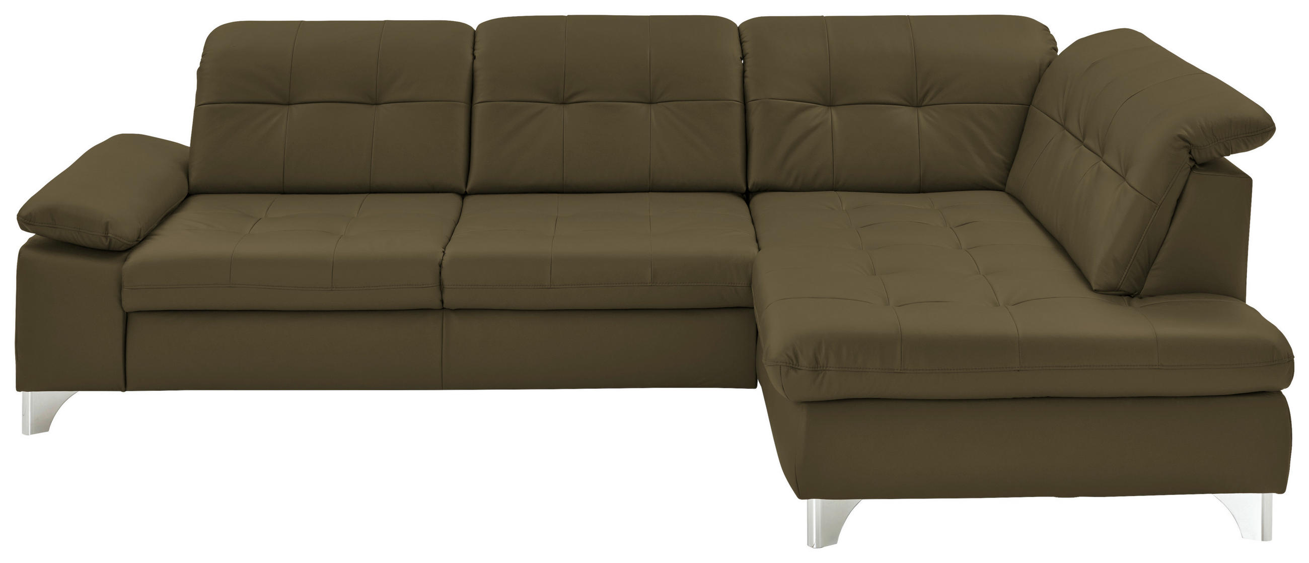 ECKSOFA in Echtleder Grün  309/211 cm  - Alufarben/Grün, Design, Leder/Metall (309/211cm) - Beldomo Speed
