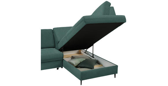 ECKSOFA in Chenille Grün  - Schwarz/Grün, MODERN, Holz/Textil (241/184cm) - Carryhome