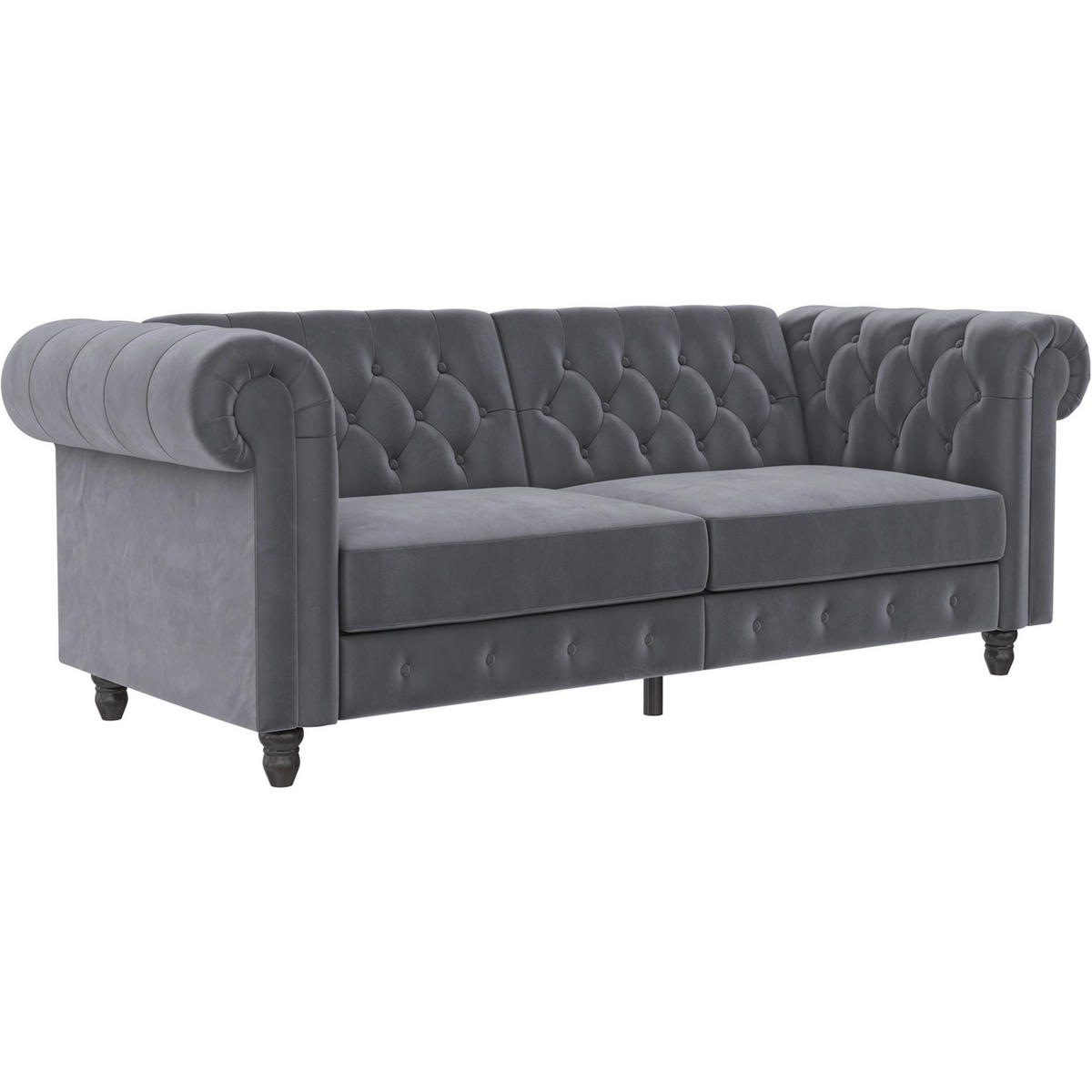 SCHLAFSOFA FIRENZE in Velours Anthrazit Vintage, Skandinavisch, Modern  - Anthrazit/Schwarz, Basics, Holz/Textil (236/83/87cm) - Livetastic
