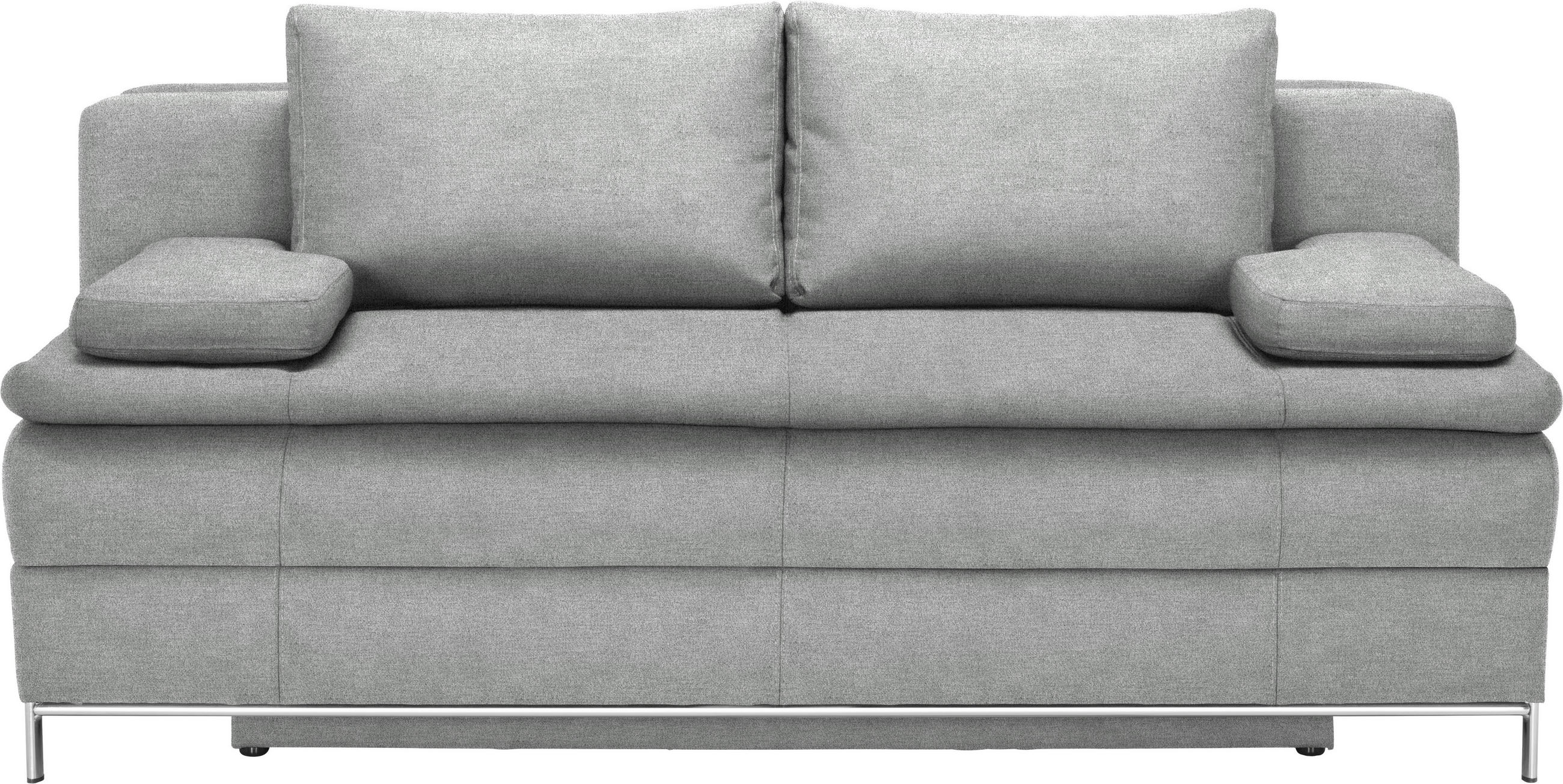 BOXSPRINGSOFA Flachgewebe Hellgrau  - Chromfarben/Hellgrau, Design, Textil/Metall (200/93/107cm) - Novel
