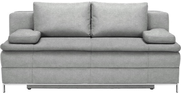 BOXSPRINGSOFA in Flachgewebe Hellgrau  - Chromfarben/Hellgrau, Design, Textil/Metall (200/93/107cm) - Novel