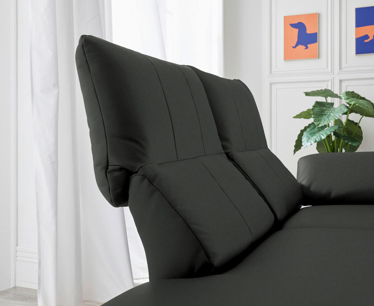 RÉCAMIERE in Echtleder Dunkelgrau  - Chromfarben/Dunkelgrau, Design, Leder/Metall (209/85-109/95-16cm) - Dieter Knoll