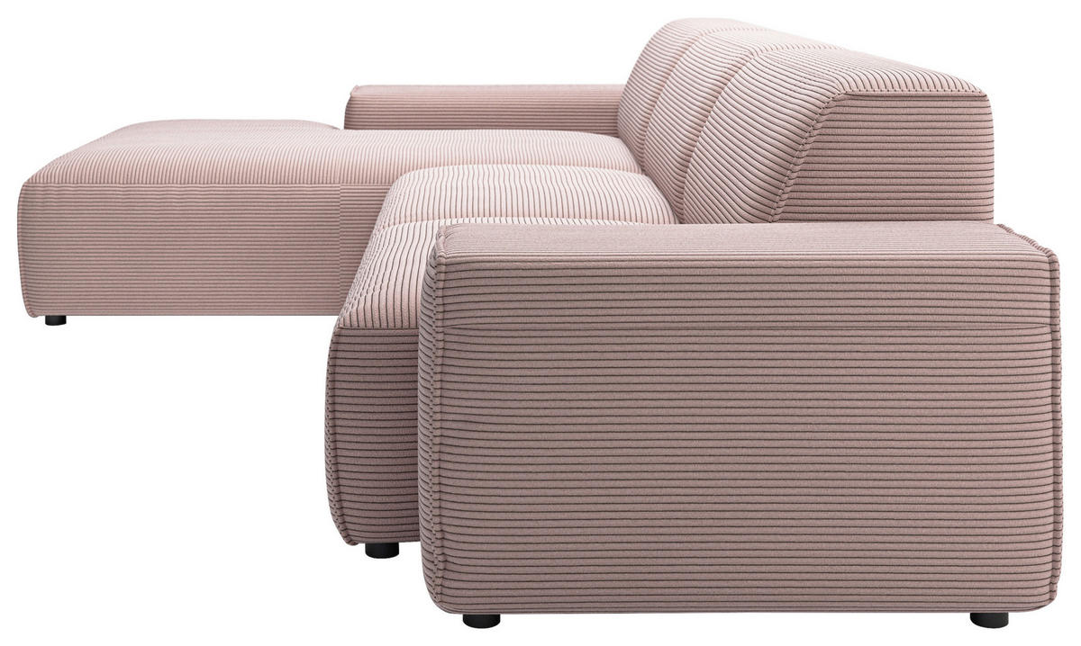 ECKSOFA in Cord Rosa  - Schwarz/Rosa, Design, Kunststoff/Textil (189/300cm) - Pure Home Lifestyle