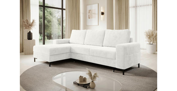 ECKSOFA Creme Cord  - Creme/Schwarz, KONVENTIONELL, Textil/Metall (150/240cm) - Carryhome