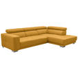 ECKSOFA  in Mikrofaser Dunkelgelb  301/207 cm  - Chromfarben/Dunkelgelb, Design, Textil/Metall (301/207cm) - Xora