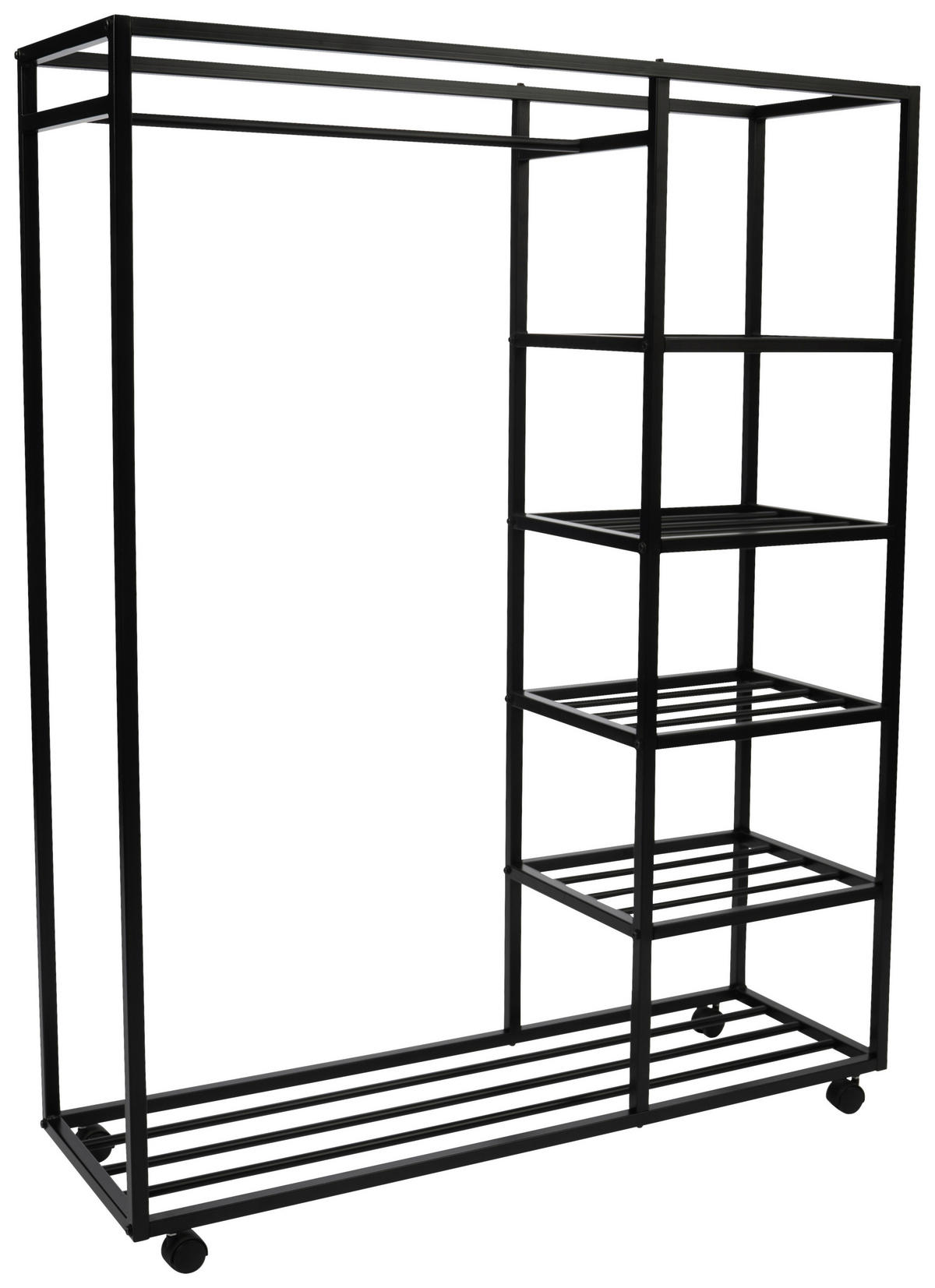 KLEIDERWAGEN in Schwarz 100/140/35 cm   - Schwarz, Basics, Kunststoff/Metall (100/140/35cm)