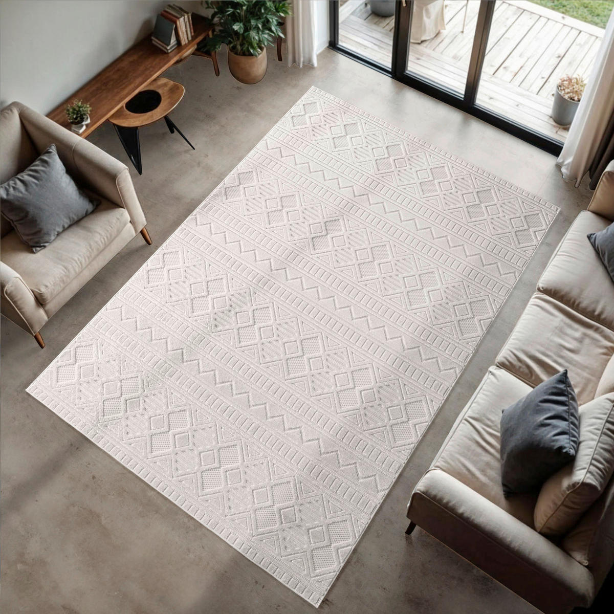 FLACHWEBETEPPICH 120/170 cm Doha Creme  - Creme, Basics, Textil (120/170cm)