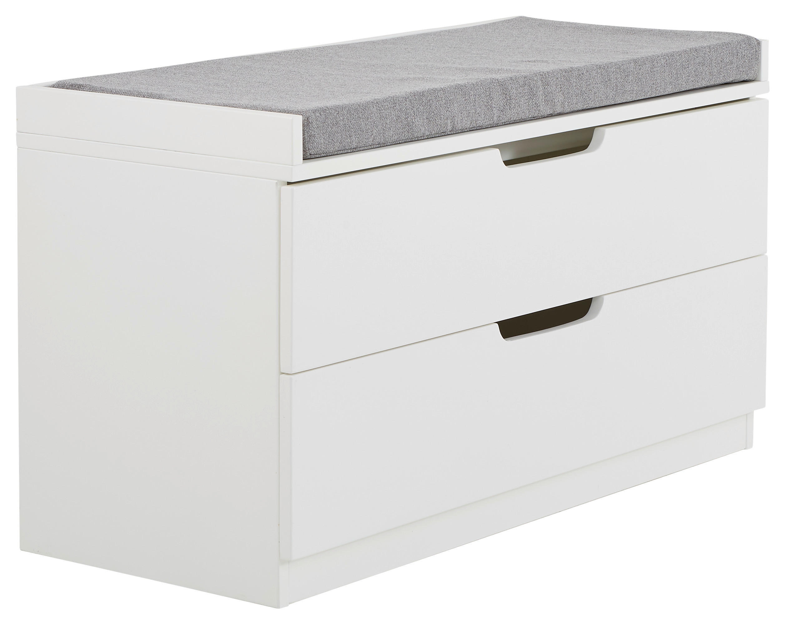 GARDEROBENBANK - Weiß/Grau, KONVENTIONELL, Holzwerkstoff/Textil (80/44,5/35,5cm) - MID.YOU