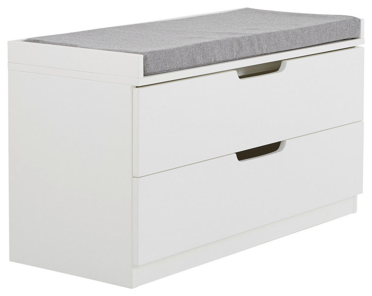 GARDEROBENBANK Vliesstoff Grau, Weiß  - Weiß/Grau, KONVENTIONELL, Holzwerkstoff/Textil (80/44,5/35,5cm) - MID.YOU