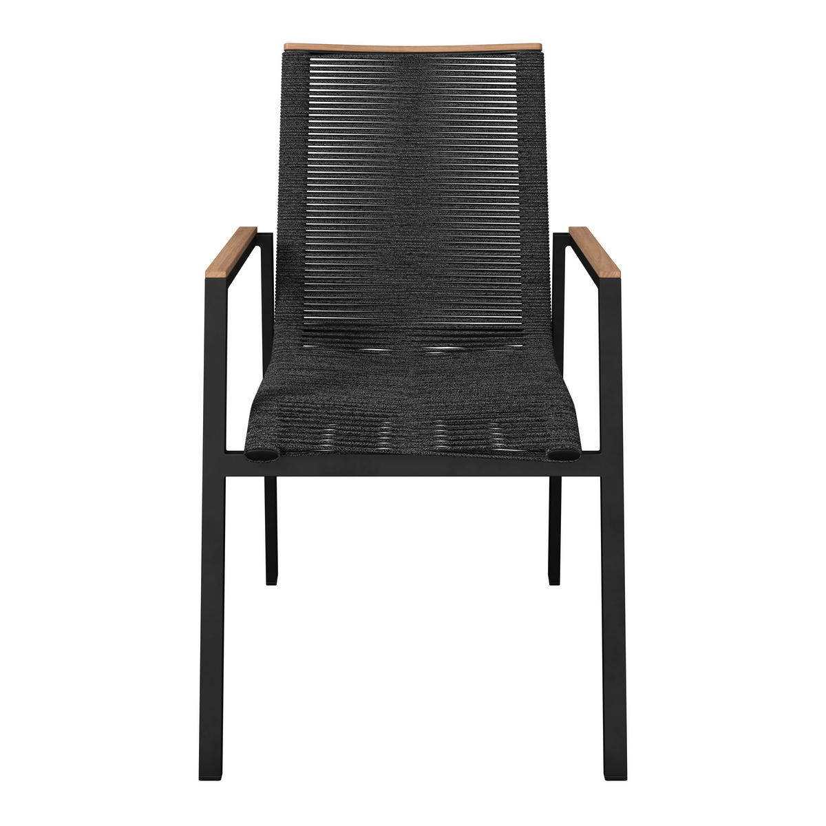 STAPELSESSEL Teakholz Aluminium Anthrazit, Schwarz, Teakfarben  - Anthrazit/Schwarz, Design, Holz/Textil (56/90/66cm) - Amatio