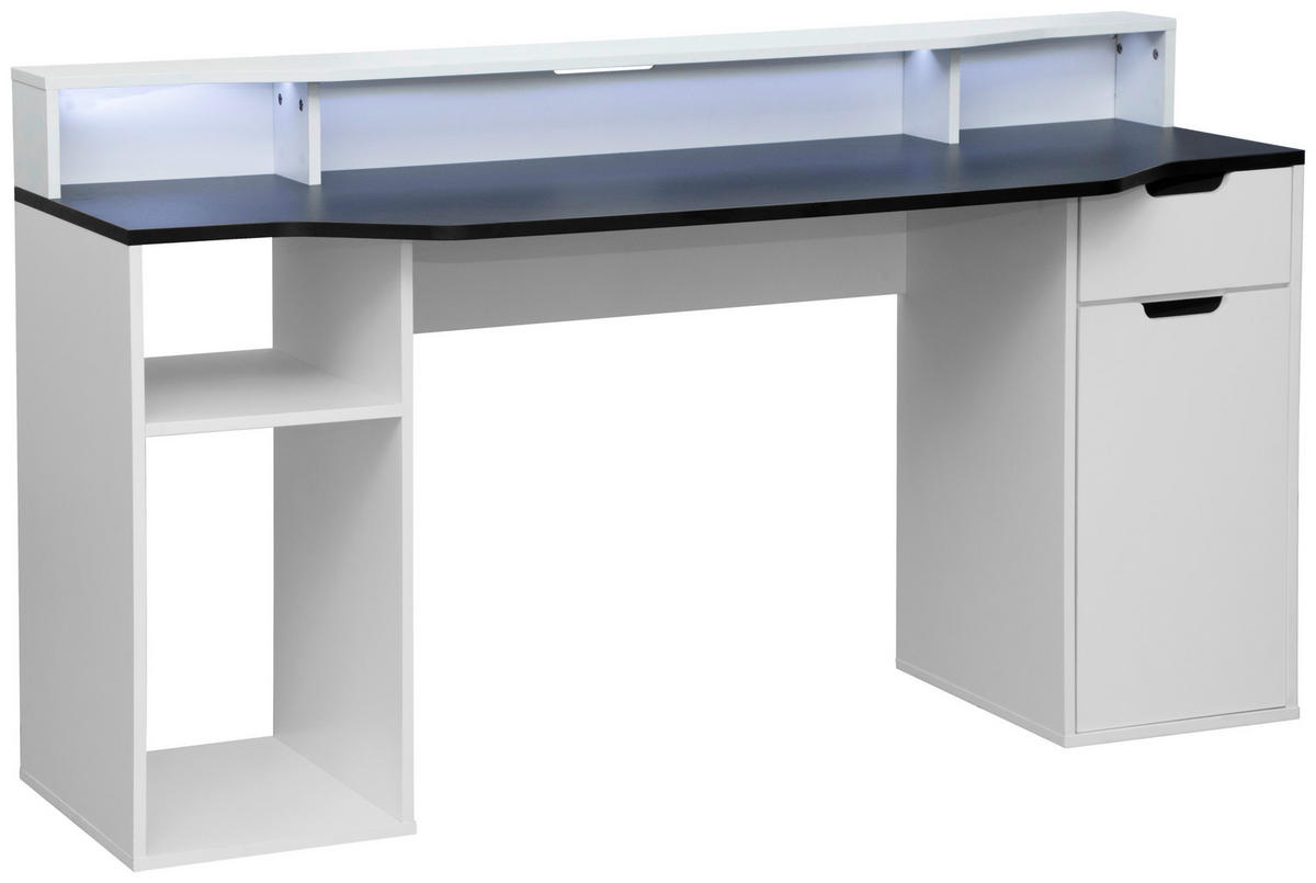 GAMINGTISCH Schwarz, Weiß  - Schwarz/Weiß, Design, Holzwerkstoff (160/60/90cm) - Carryhome