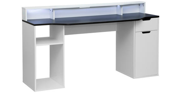 GAMINGTISCH Schwarz, Weiß  - Schwarz/Weiß, Design, Holzwerkstoff (160/60/90cm) - Carryhome