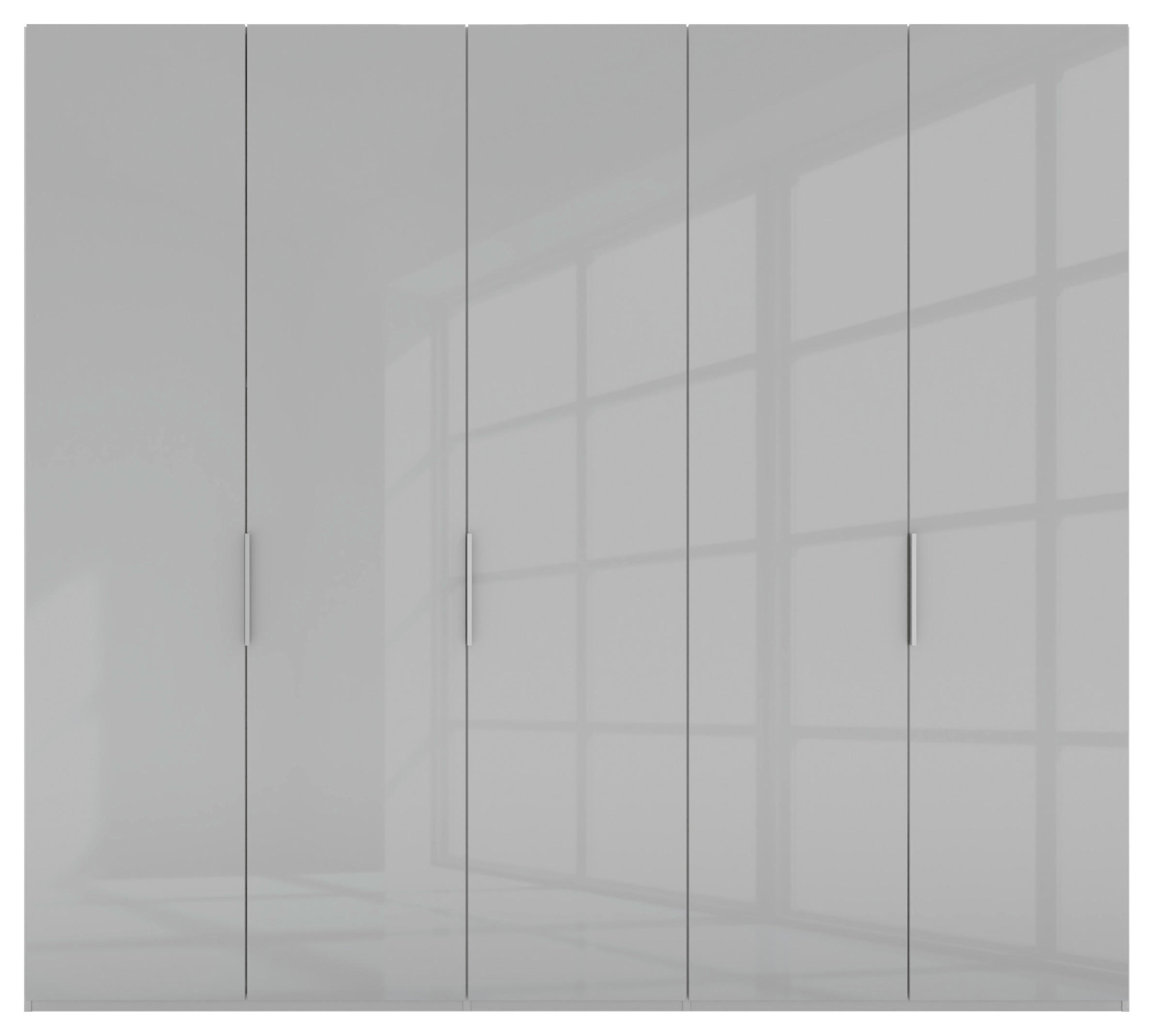 DREHTÜRENSCHRANK 250/223/62 cm 5-türig Grau  - Alufarben/Grau, KONVENTIONELL, Glas/Holzwerkstoff (250/223/62cm) - Novel