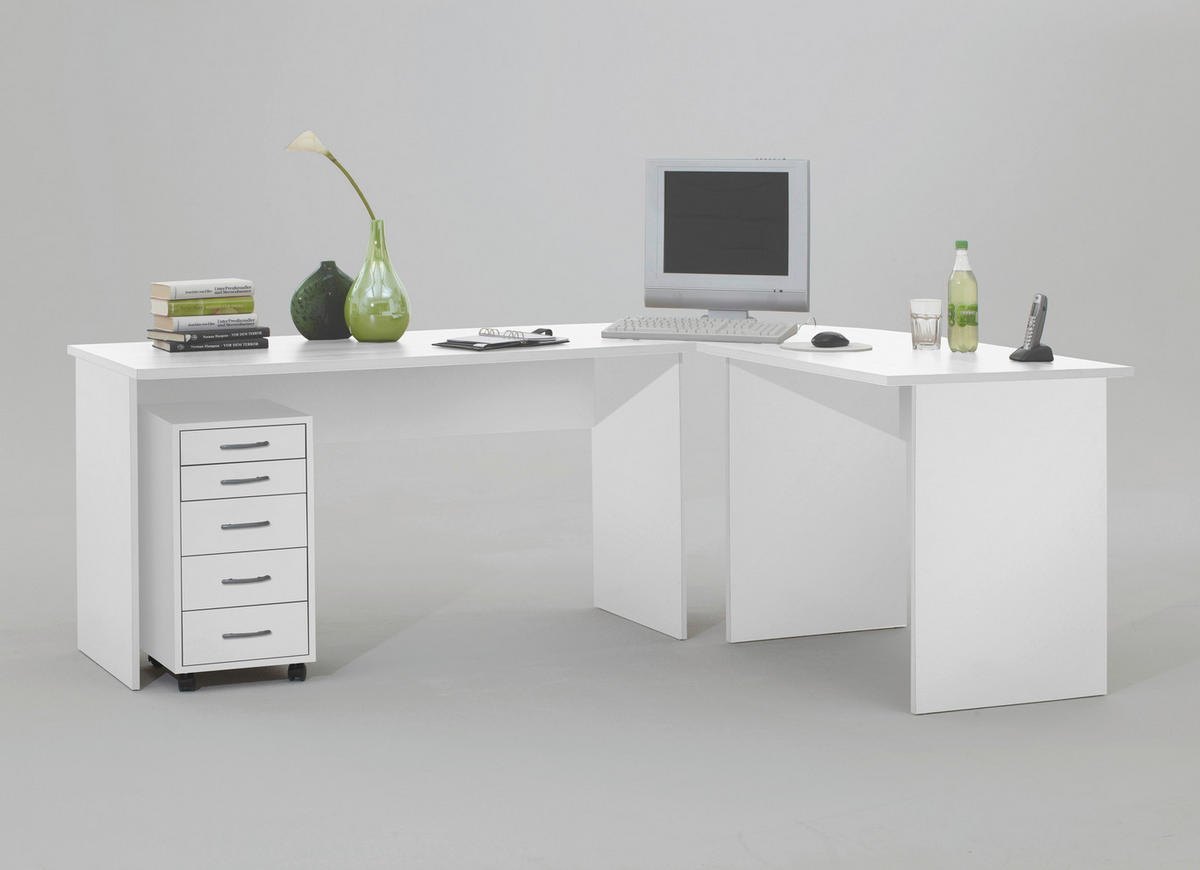 PISAĆI STOL KUTNI  bijela  drvni materijal  - bijela, Konvencionalno, drvni materijal (205/65-155/75cm) - MID.YOU