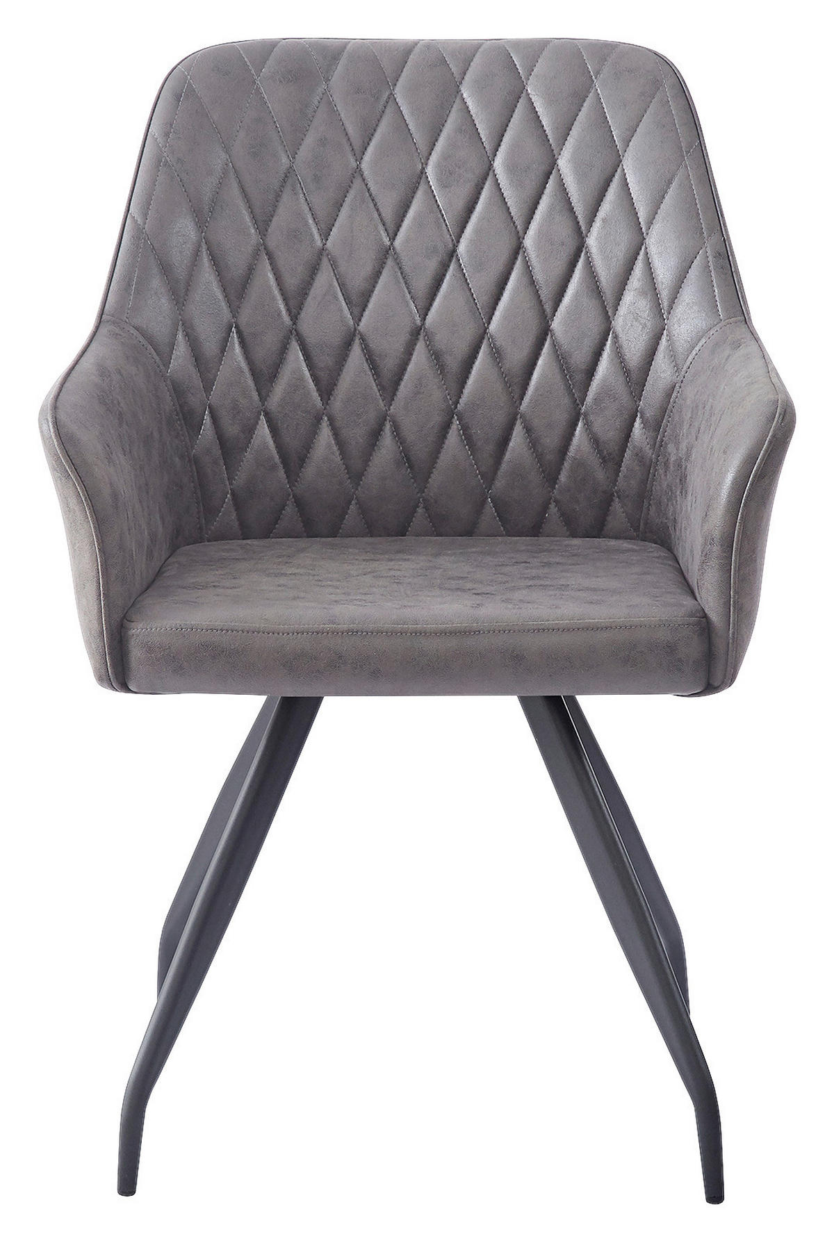 ŽIDLE S PODRUČKAMI, vzhled kůže, tmavě šedá - šedá/tmavě šedá, Moderní, kov/textil (60/86,5/63,5cm) - MID.YOU